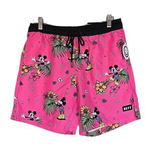 Disney Neff Mickey Mouse Mens Pink Small Drawstring Swim Shorts